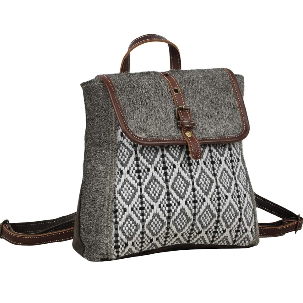 Myra Bag Stella Upcycled Canvas & Cowhide Leather Backpack S-1590